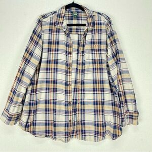 Roots Button Down Plaid Cotton Shirt